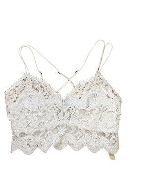 Free People FP One Women’s White Lace Crochet Bralette Cami Top Size Small